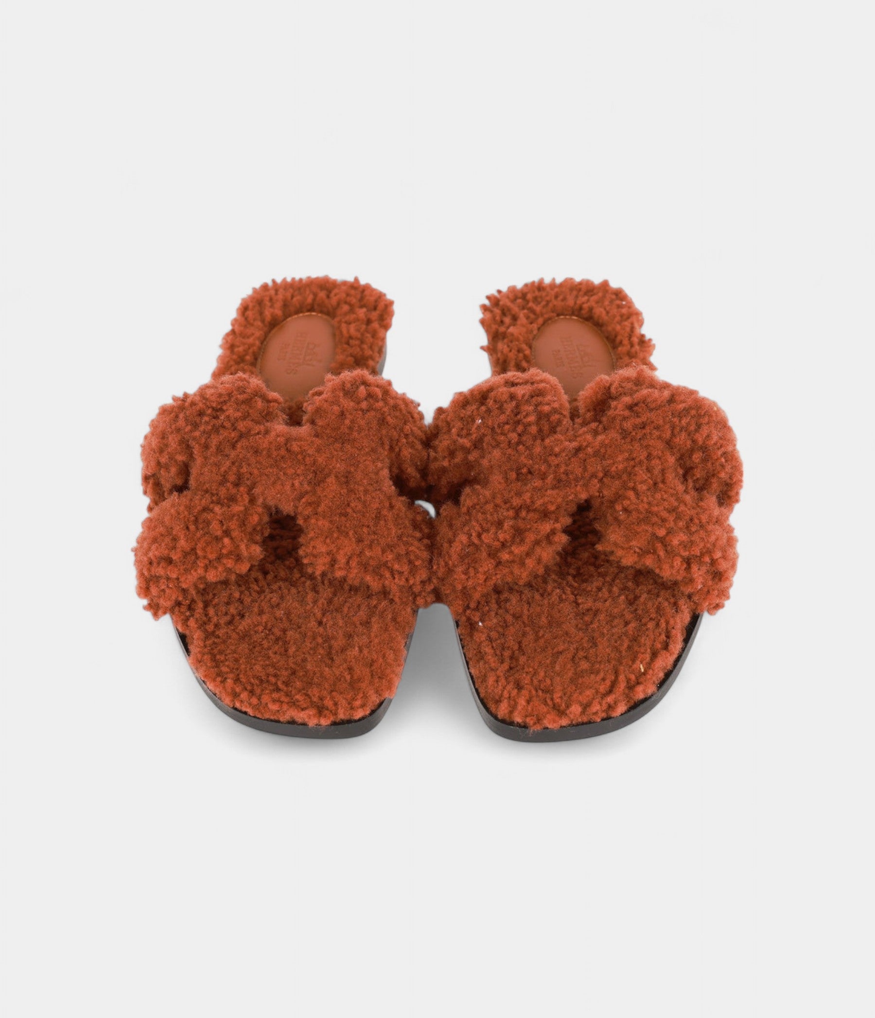 Hermès Oran Sandals Cognac Woolskin
