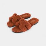 Hermès Oran Sandals Cognac Woolskin
