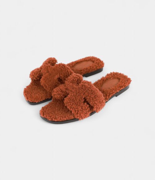 Hermès Oran Sandals Cognac Woolskin