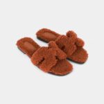 Hermès Oran Sandals Cognac Woolskin