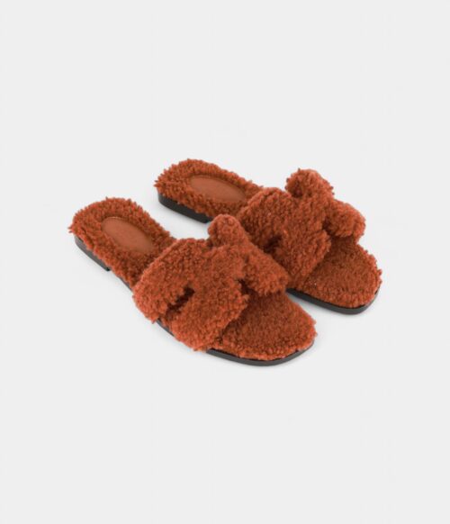 Hermès Oran Sandals Cognac Woolskin