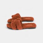 Hermès Oran Sandals Cognac Woolskin