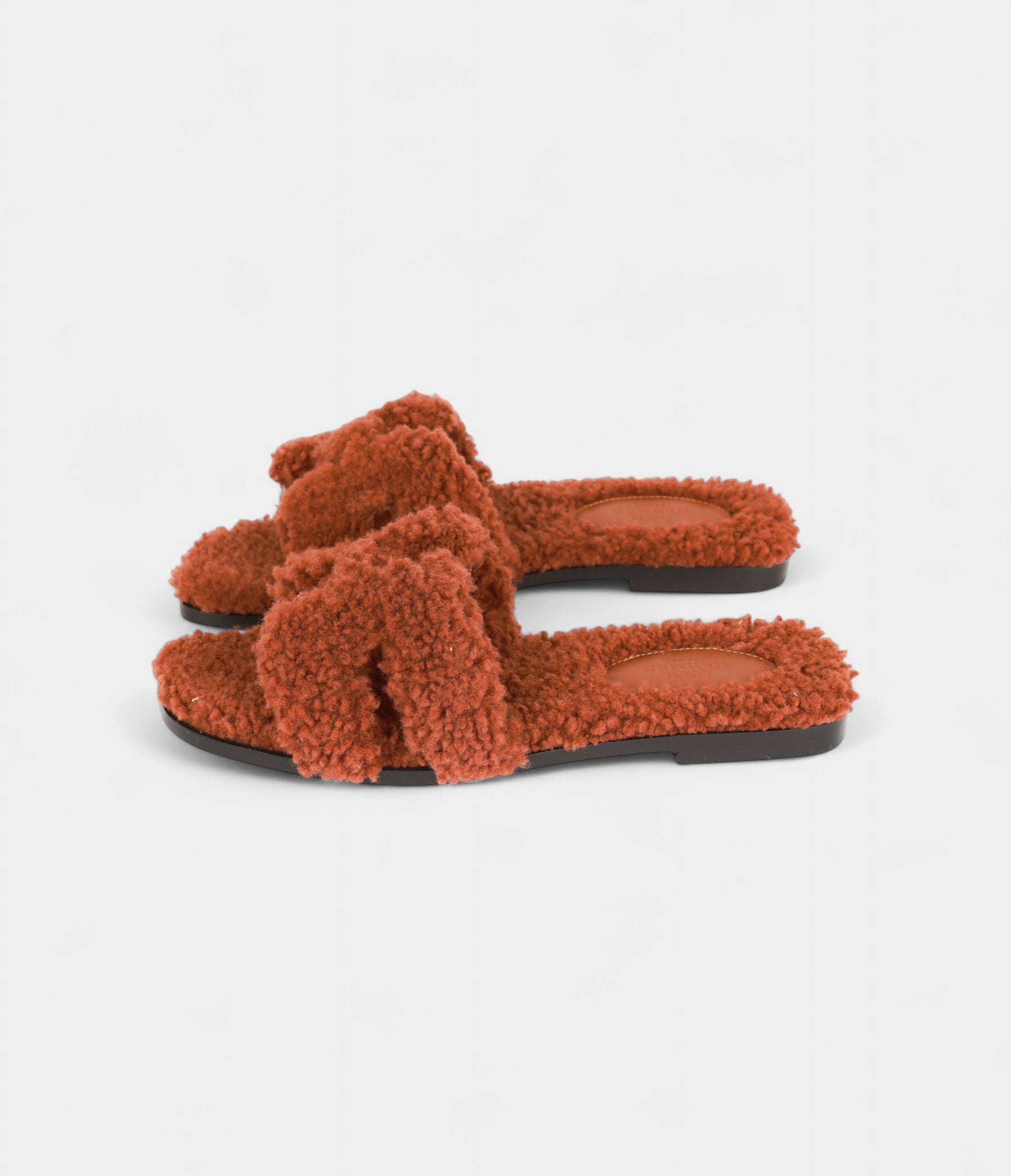 Hermès Oran Sandals Cognac Woolskin
