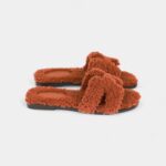 Hermès Oran Sandals Cognac Woolskin