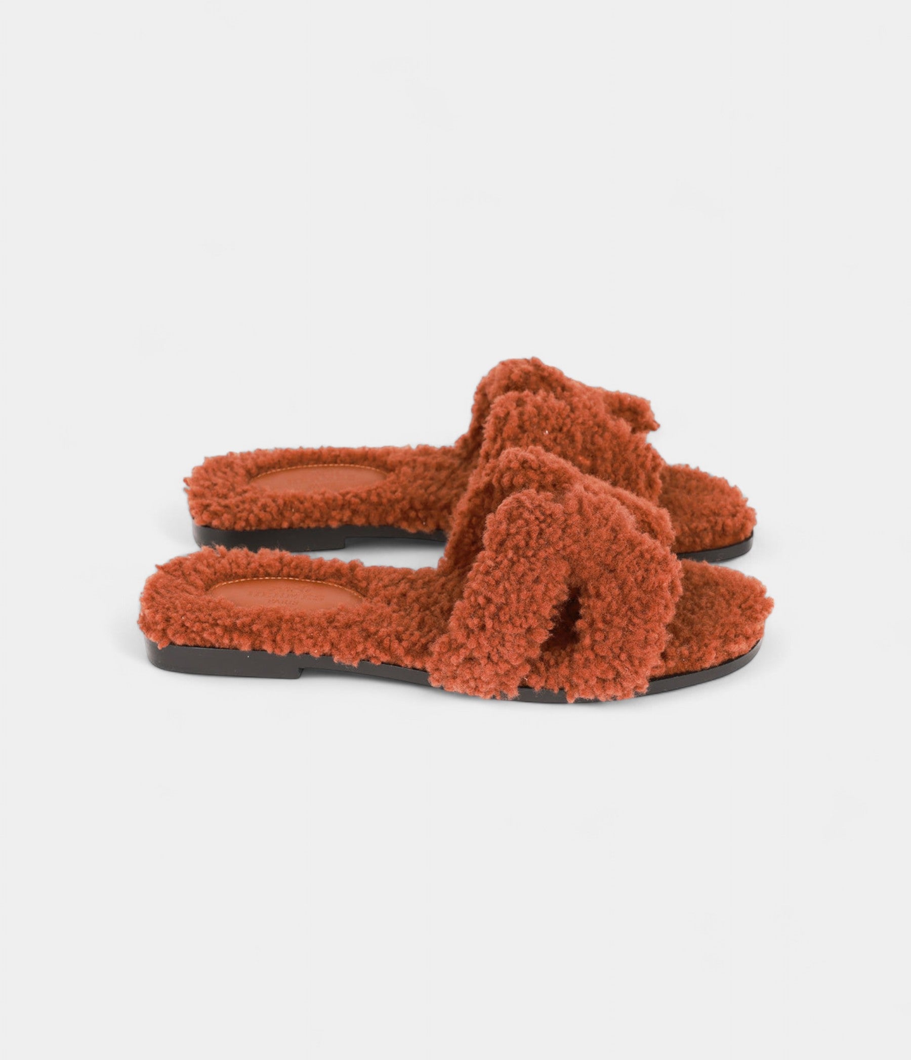 Hermès Oran Sandals Cognac Woolskin
