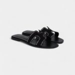 Hermès Oran Sandals Crystal Embellished Black Suede