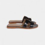 Hermès Oran Sandals Marine Shiny Alligator