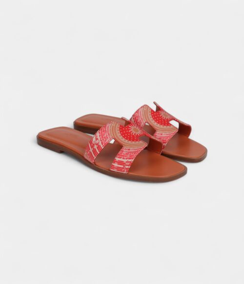 Hermès Oran Sandals Multicolored Terracotta Calfskin