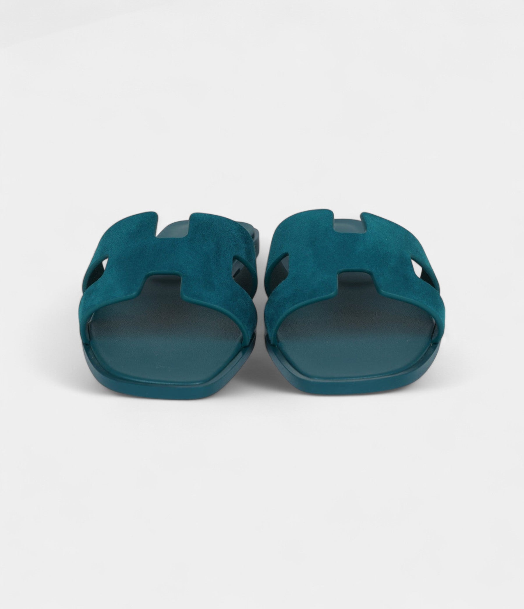 Hermès Oran Sandals Vert Oxford Suede Goatskin