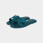 Hermès Oran Sandals Vert Oxford Suede Goatskin