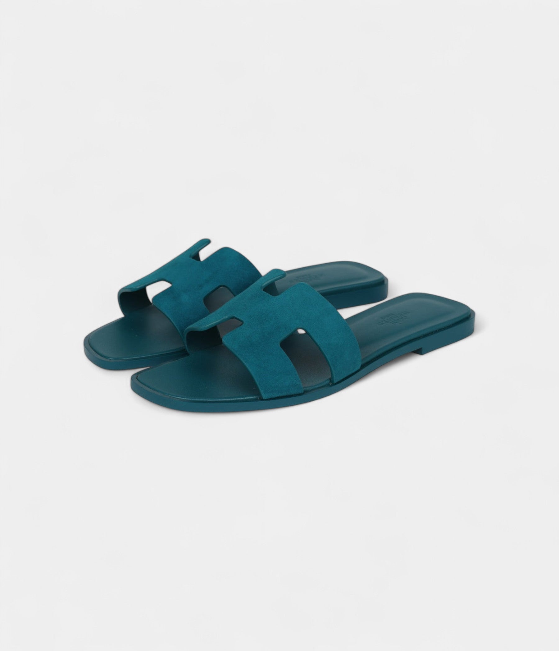 Hermès Oran Sandals Vert Oxford Suede Goatskin