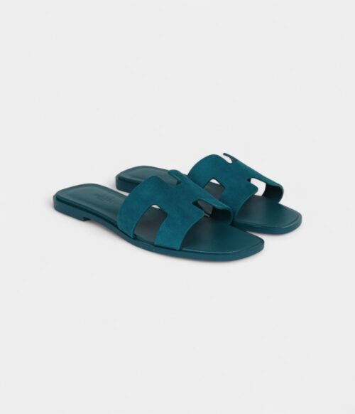 Hermès Oran Sandals Vert Oxford Suede Goatskin
