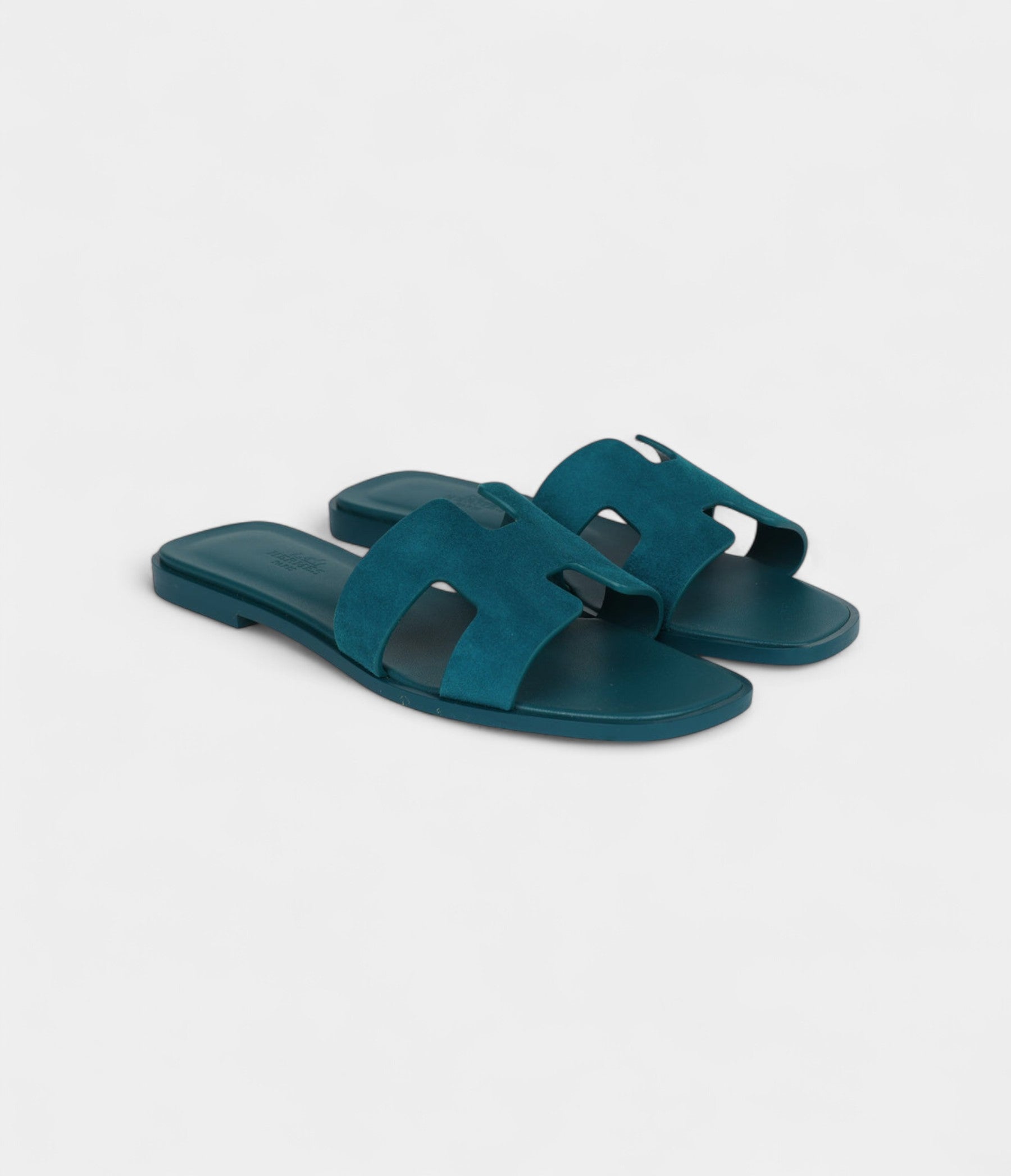 Hermès Oran Sandals Vert Oxford Suede Goatskin
