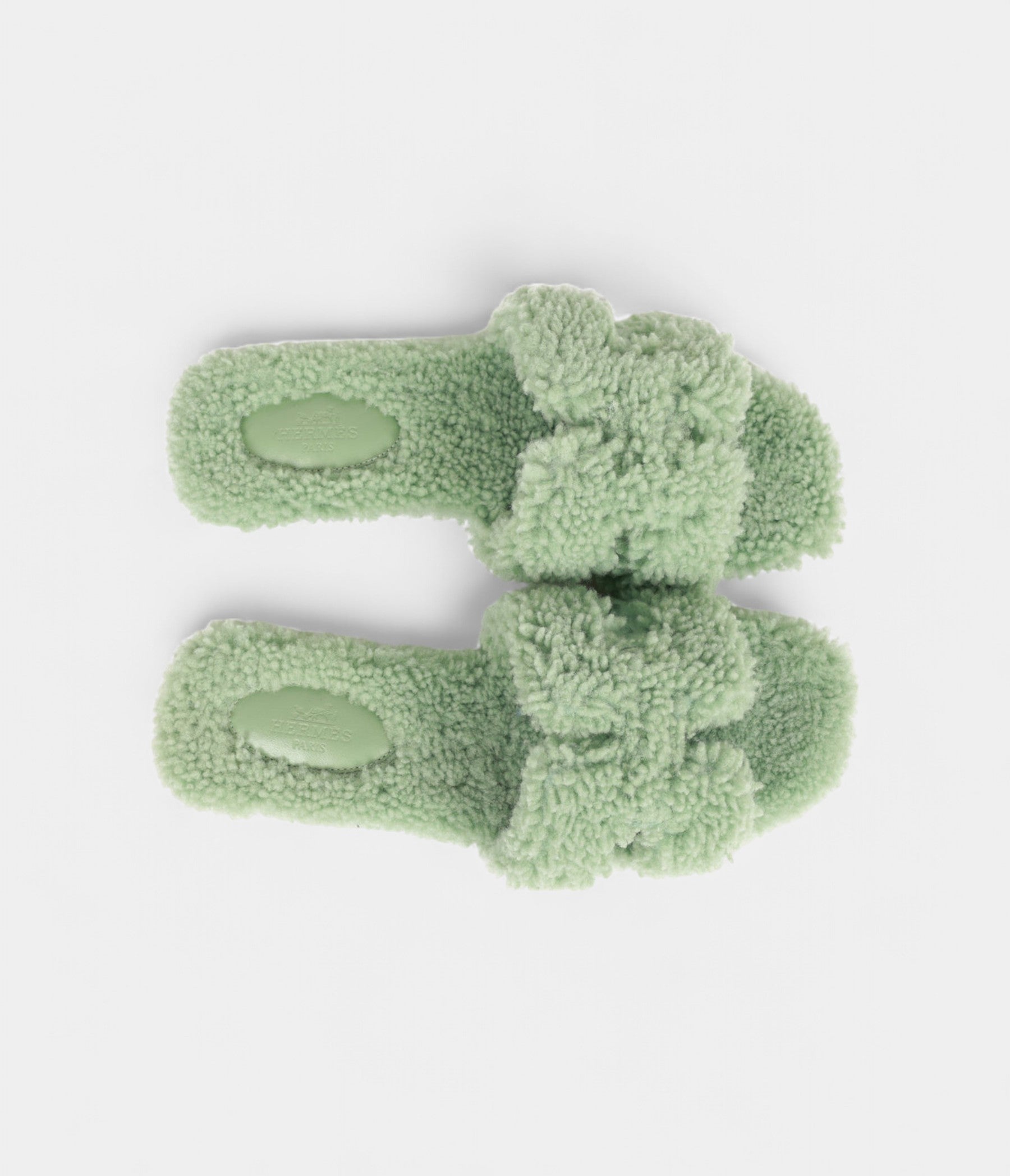 Hermès Oran Sandals Water Green Woolskin