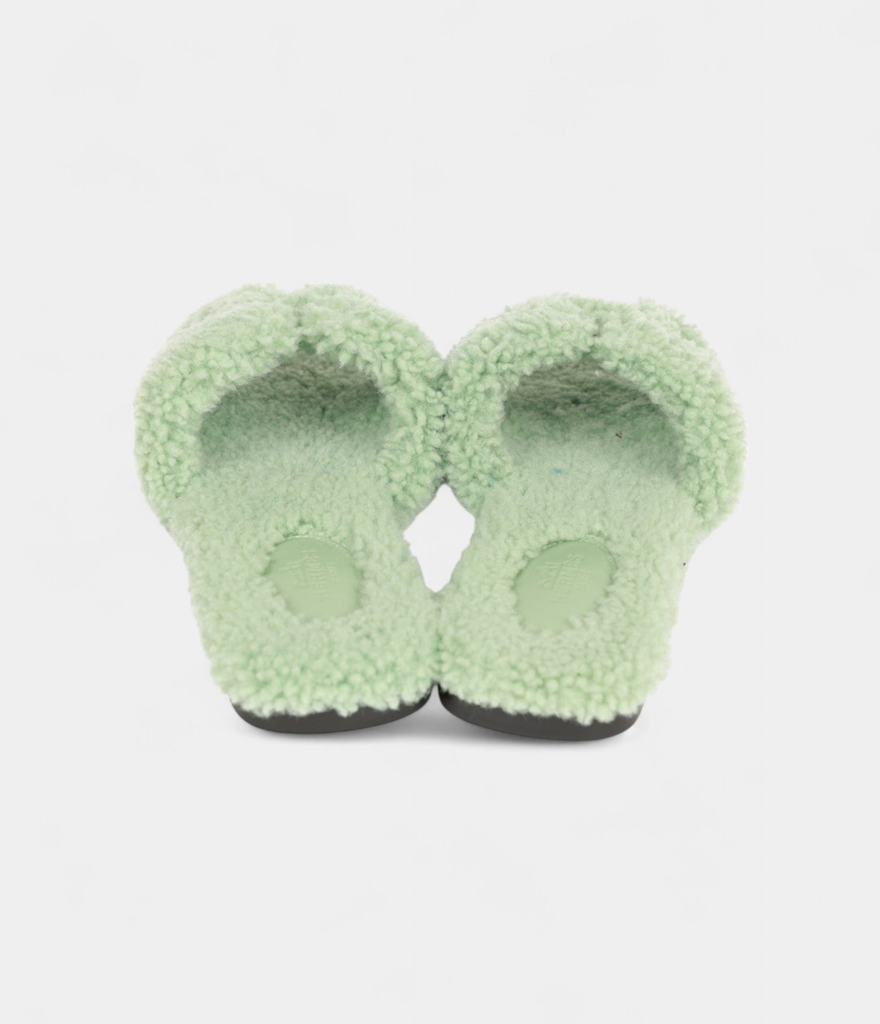Hermès Oran Sandals Water Green Woolskin