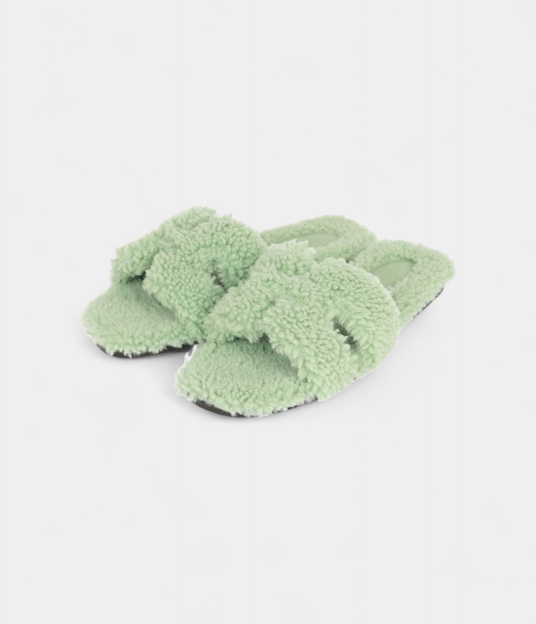 Hermès Oran Sandals Water Green Woolskin