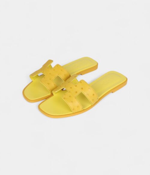 Hermès Oran Sandals Yellow Turmeric Ostrich