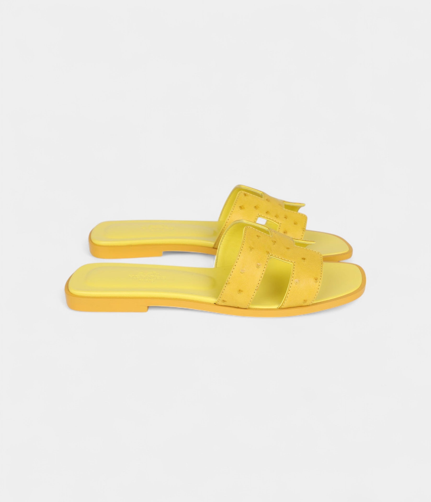 Hermès Oran Sandals Yellow Turmeric Ostrich