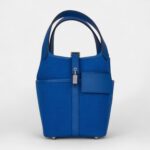 Hermès Picotin Lock 18 Bleu Swift and Toile Canvas Palladium Hardware