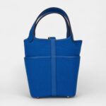 Hermès Picotin Lock 18 Bleu Swift and Toile Canvas Palladium Hardware