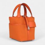 Hermès Picotin Lock 18 Cargo Orange Swift and Toile Canvas Palladium Hardware