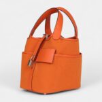 Hermès Picotin Lock 18 Cargo Orange Swift and Toile Canvas Palladium Hardware