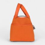 Hermès Picotin Lock 18 Cargo Orange Swift and Toile Canvas Palladium Hardware