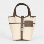 Hermès Picotin Lock 18 Cargo Toile Canvas and Etoupe Swift Palladium Hardware