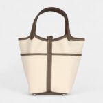 Hermès Picotin Lock 18 Cargo Toile Canvas and Etoupe Swift Palladium Hardware
