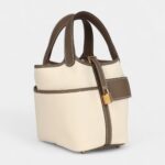 Hermès Picotin Lock 18 Ecru Toile Canvas and Etoupe Swift Gold Hardware