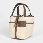Hermès Picotin Lock 18 Ecru Toile Canvas and Etoupe Swift Gold Hardware