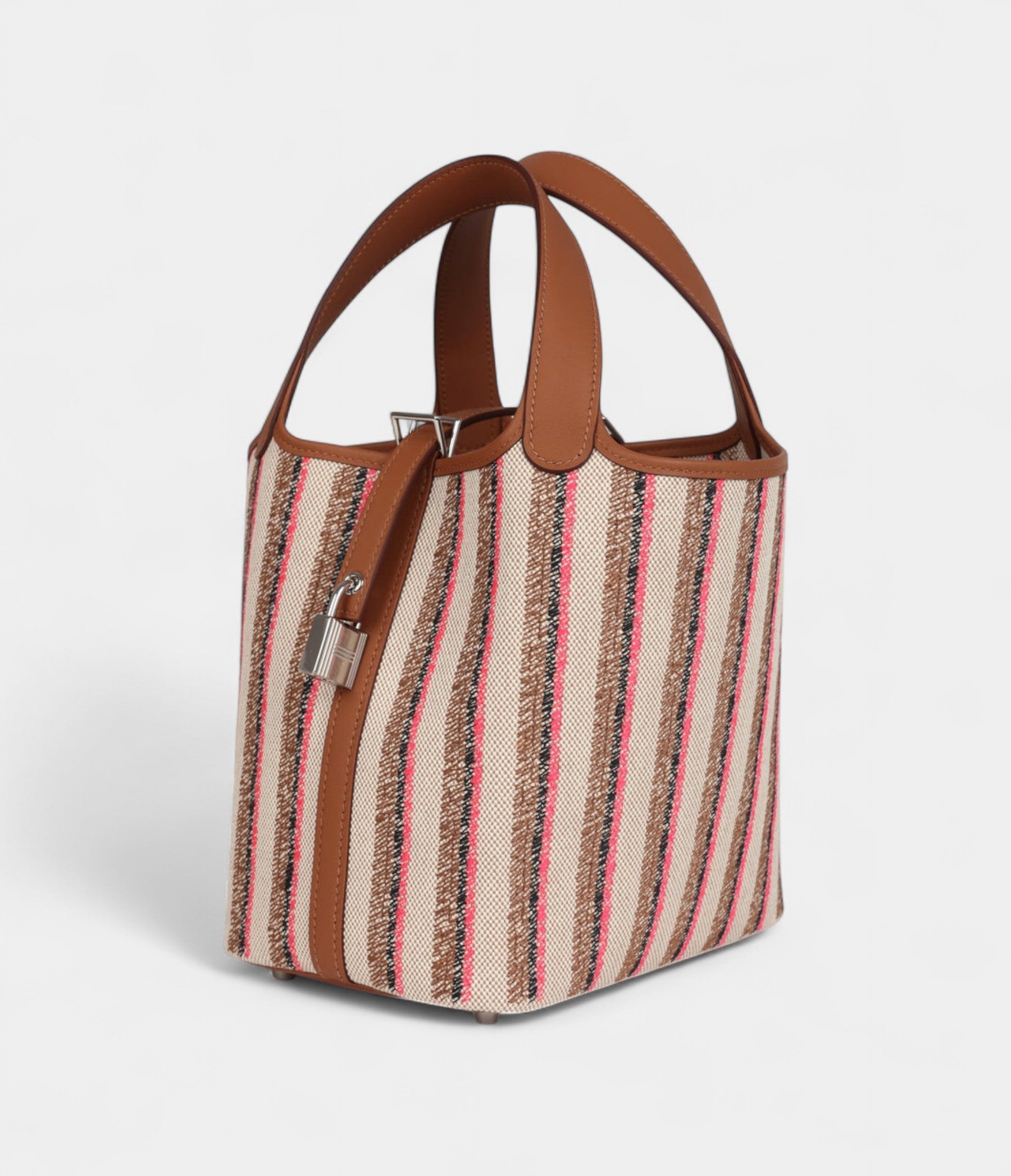 HermesPicotinLock18Gold_Ecru-Beige_RosePop_BlackToileHandFauveSwiftPalladiumHardware_3.jpg Hermès Picotin Lock 18 Gold, Ecru-Beige, Rose Pop, Black Toile H and Fauve Swift Palladium Hardware