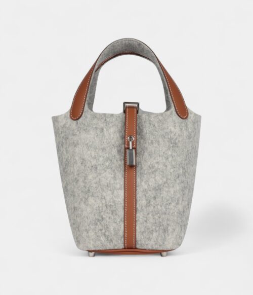 Hermès Picotin Lock 18 Gris Clair Feutre and Gold Swift Palladium Hardware