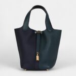Hermès Picotin Lock 18 Night Blue and Cypress Green Coat Clemence Gold Hardware