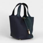 Hermès Picotin Lock 18 Night Blue and Cypress Green Coat Clemence Gold Hardware