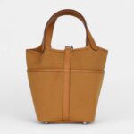 Hermès Picotin Lock 18 Sesame Swift and Toile Canvas Palladium Hardware
