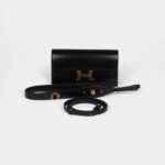 Hermès Rock Constance Wallet To Go Black Box Leather with Gold Hardware