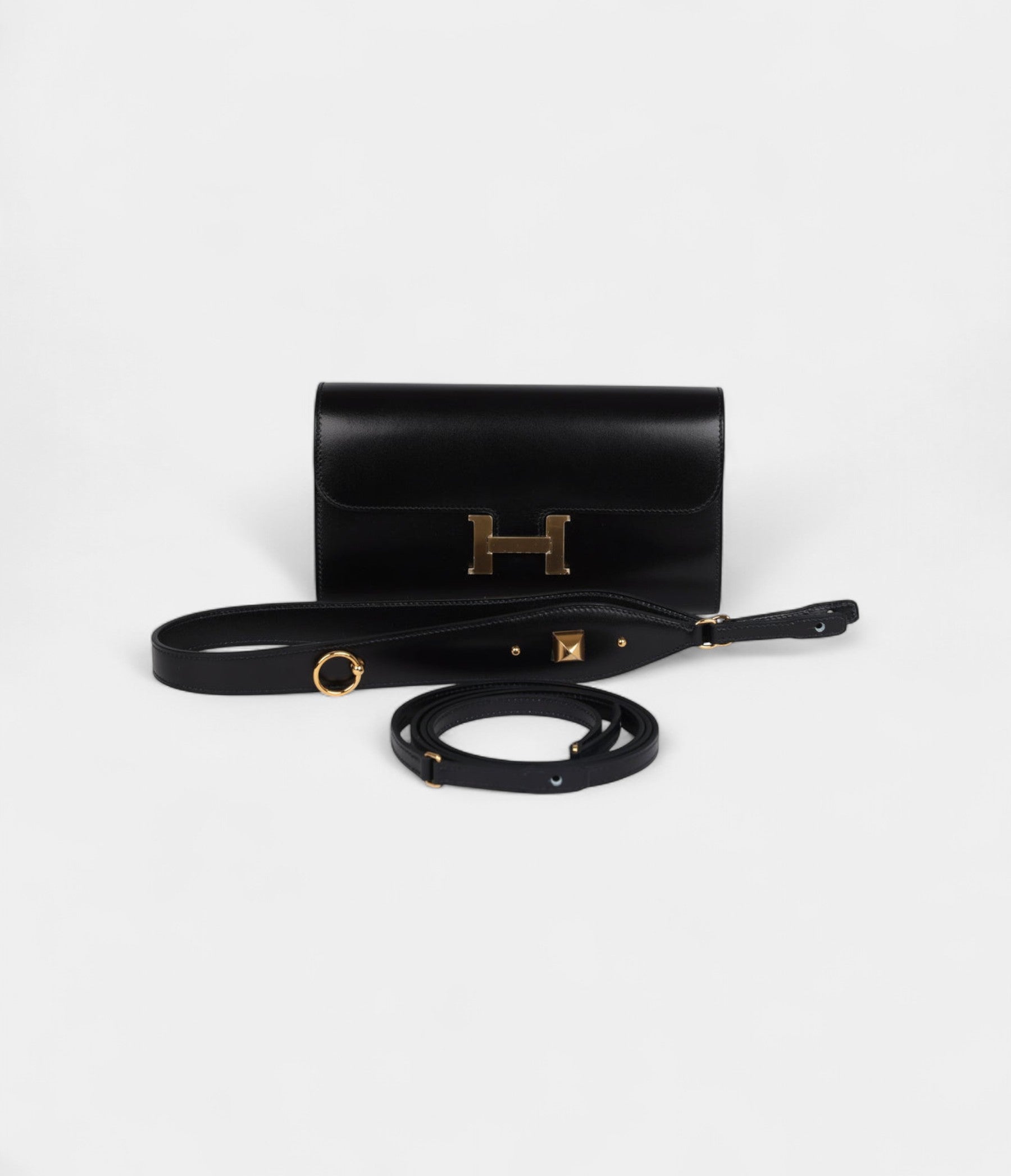 Hermès Rock Constance Wallet To Go Black Box Leather with Gold Hardware