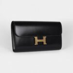 Hermès Rock Constance Wallet To Go Black Box Leather with Gold Hardware