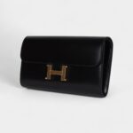 Hermès Rock Constance Wallet To Go Black Box Leather with Gold Hardware