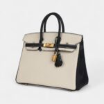 Hermès Birkin 25 Craie and Black Togo Brushed Gold Hardware