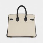 Hermès Birkin 25 Craie and Black Togo Brushed Gold Hardware