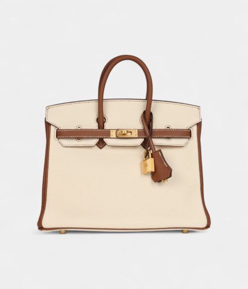 Hermès Birkin 25 Nata and Gold Clemence Brushed Gold Hardware