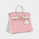 Hermès Birkin 25 Rose Sakura and White Clemence Brushed Gold Hardware