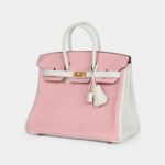 Hermès Birkin 25 Rose Sakura and White Clemence Brushed Gold Hardware