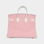 Hermès Birkin 25 Rose Sakura and White Clemence Brushed Gold Hardware