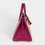 Hermès Birkin Sellier 25 Craie and Rose Pourpre Epsom Brushed Gold Hardware