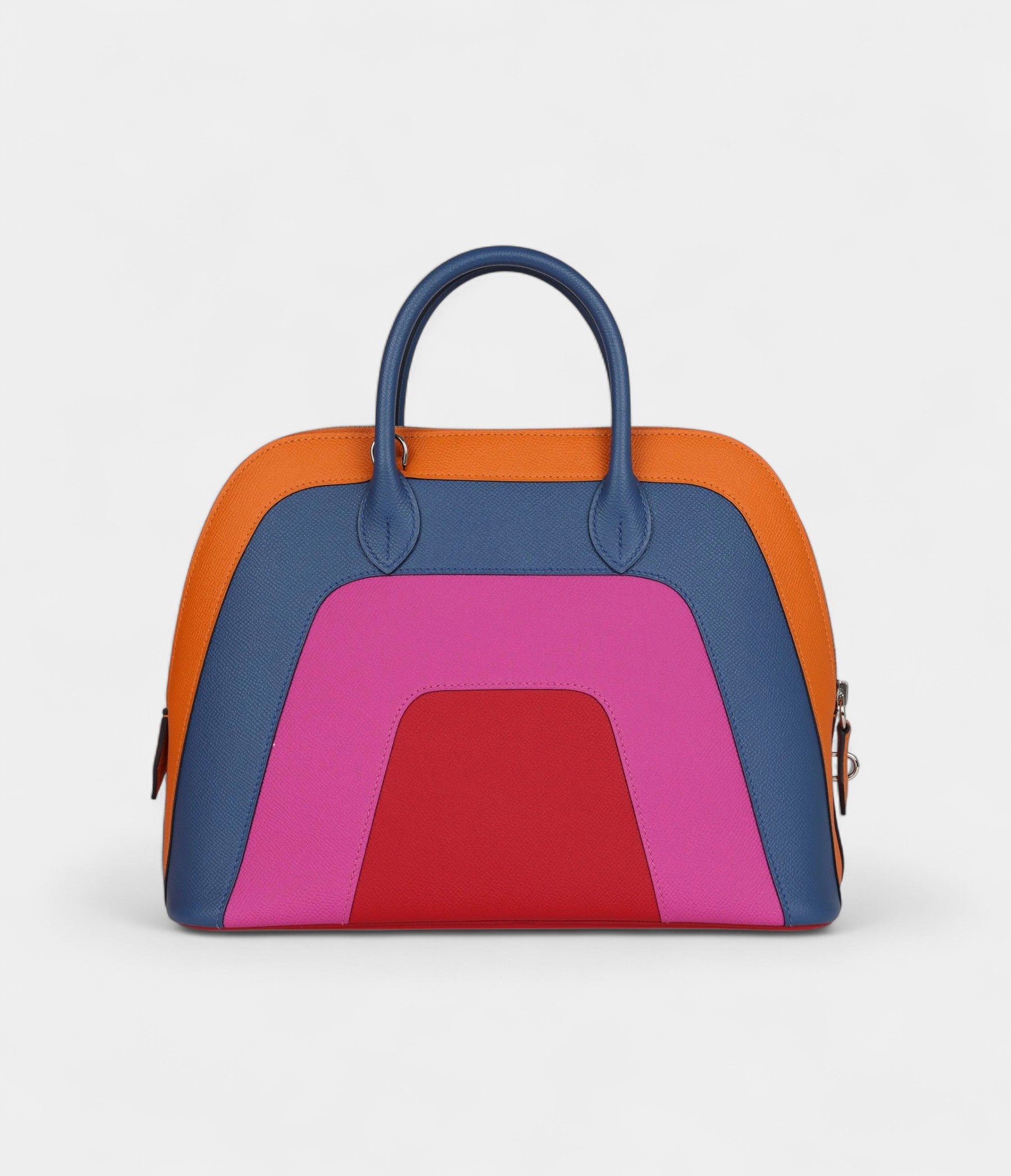 HermesSunsetRainbowBolide31Abricot_BleuAgate_MagnoliaandRougeCasaqueEpsomPalladiumHardware_2.jpg Hermès "Sunset" Rainbow Bolide 31 Abricot, Bleu Agate, Magnolia and Rouge Casaque Epsom Palladium Hardware