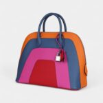 Hermès "Sunset" Rainbow Bolide 31 Abricot, Bleu Agate, Magnolia and Rouge Casaque Epsom Palladium Hardware