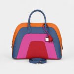 Hermès "Sunset" Rainbow Bolide 31 Abricot, Bleu Agate, Magnolia and Rouge Casaque Epsom Palladium Hardware